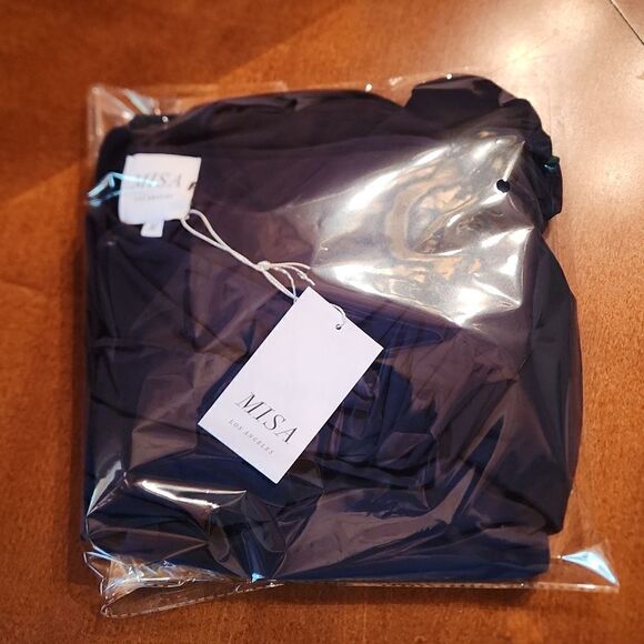 Misa Los Angeles Leza Knotted V-Neck Sleeveless Cocktail Party Mini Dress, Blue - Picture 11 of 11